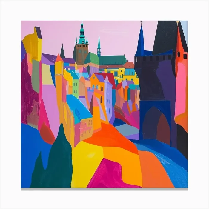 Abstract Travel Collection Prague Czech Republic 1 Canvas Print by Hue Horizons Art Prints