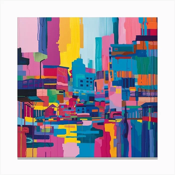 Abstract Travel Collection Seoul South Korea 8 Canvas Print by Hue Horizons Art Prints
