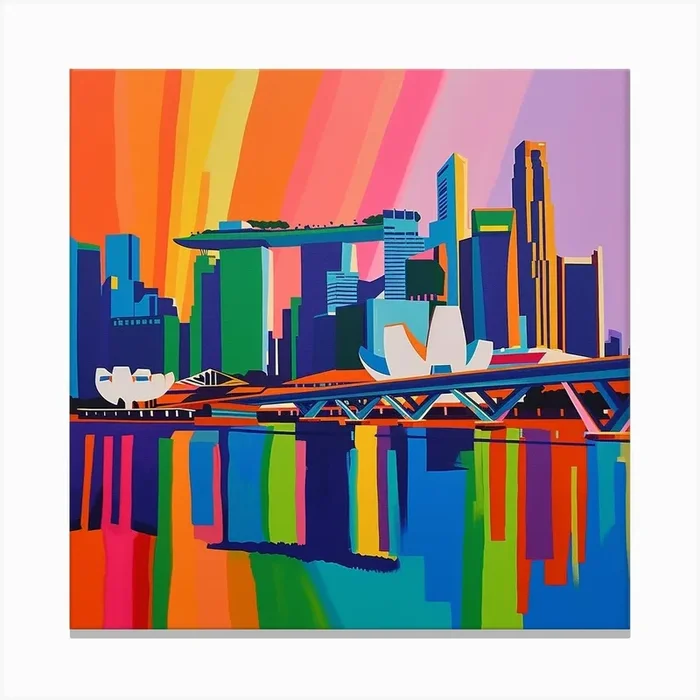 Abstract Travel Collection Singapore 2 Canvas Print by Hue Horizons Art Prints