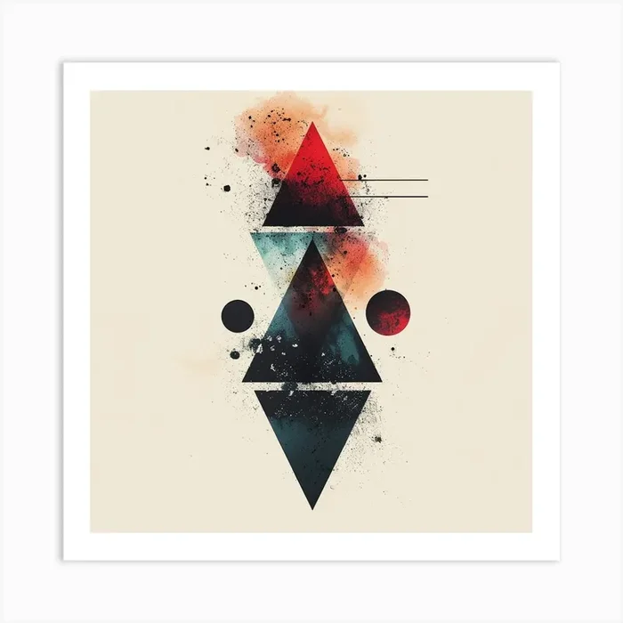 Abstract Triangles 2 Art Print by AI & Designs by Nina