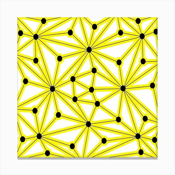 Abstract Yellow And Black Dots Canvas PrintKA by K.S ART