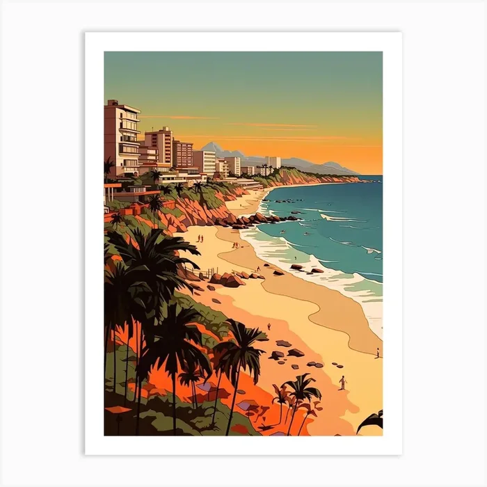 Acapulco, Mexico, Flat Illustration 1 Art Print by Dreamy Seasons Art