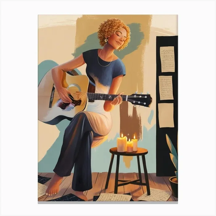 Acoustic Guitar Canvas Print by ontoseno