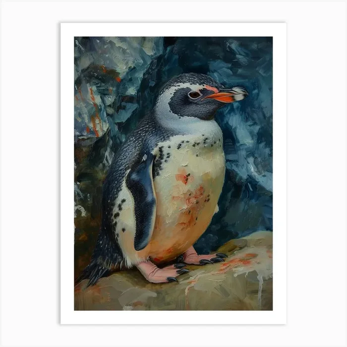 Adlie Penguin Bleaker Island Oil Painting 3 Art Print by Energy of the Sea
