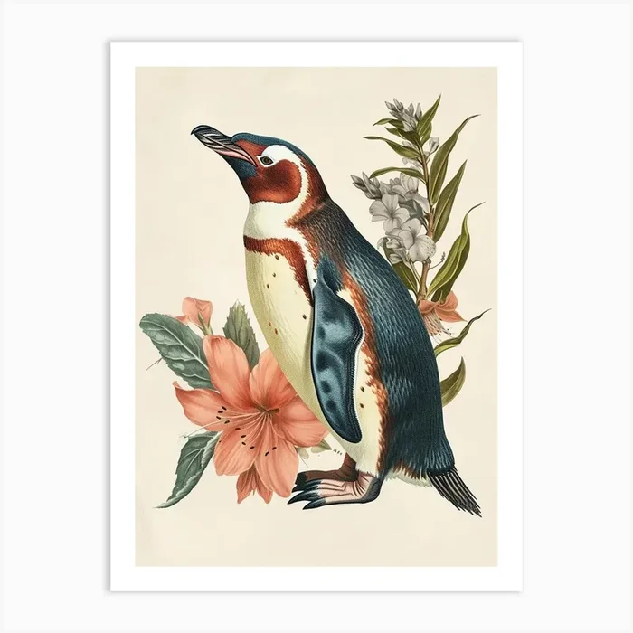 Adlie Penguin Phillip Island The Penguin Parade Vintage Botanical Painting 1 Art Print by Energy of the Sea