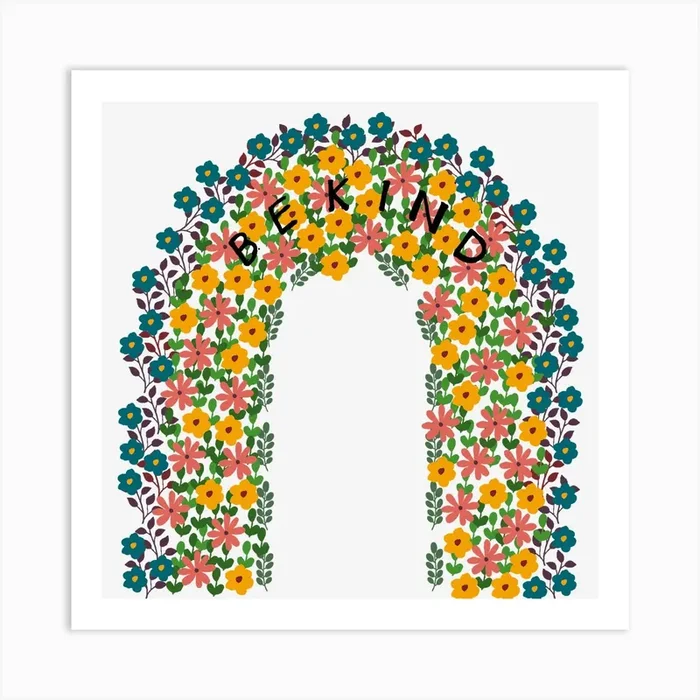 Aesthetic Rainbow Arch Of Colorful Flowers Art PrintB by BALCONYDOORS