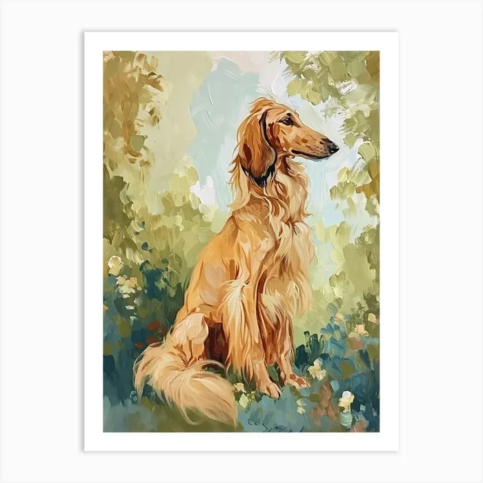Afghan Hound Acrylic Painting 2 Art Print by Woof and Whiskers