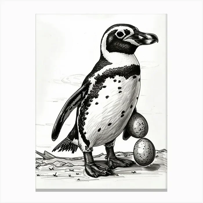 African Penguin Balancing Eggs 3 Canvas Print by Energy of the Sea