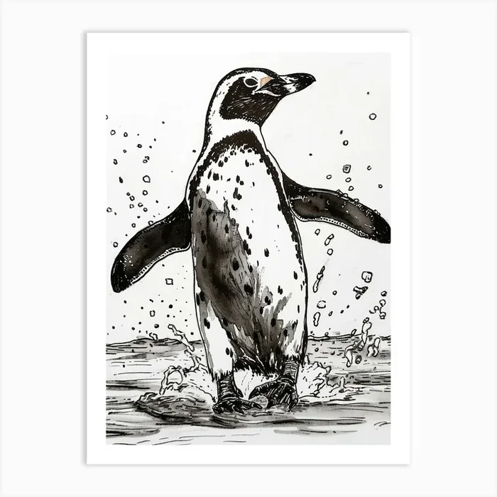 African Penguin Hauling Out Of The Water 3 Art Print by Energy of the Sea