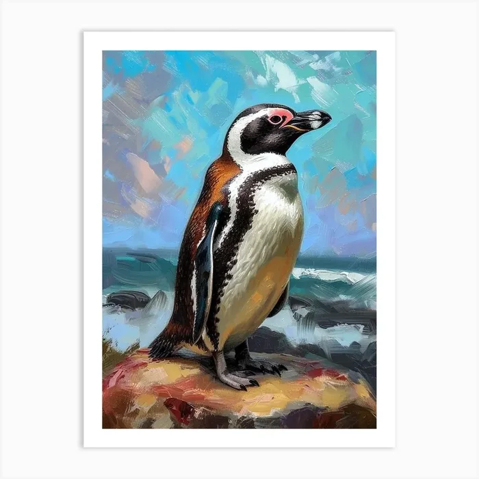 African Penguin King George Island Oil Painting 3 Art Print by Energy of the Sea