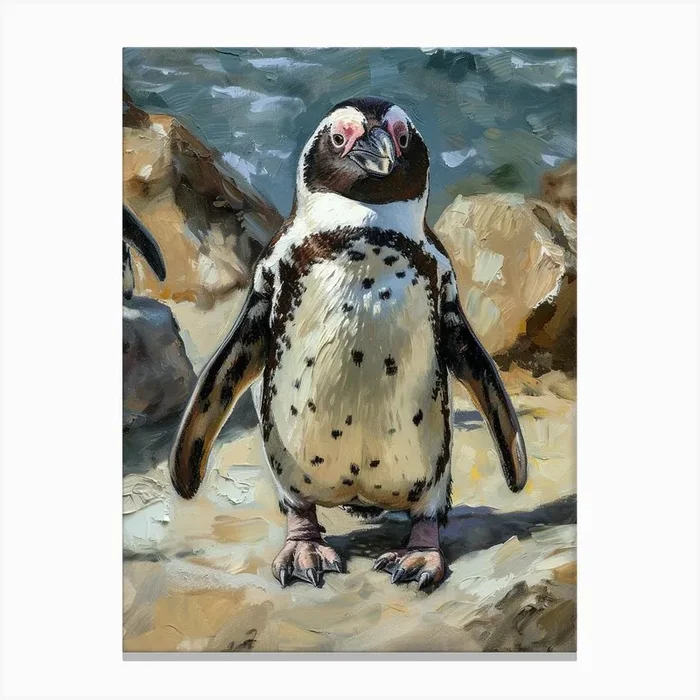 African Penguin Phillip Island The Penguin Parade Oil Painting 2 Canvas Print by Energy of the Sea