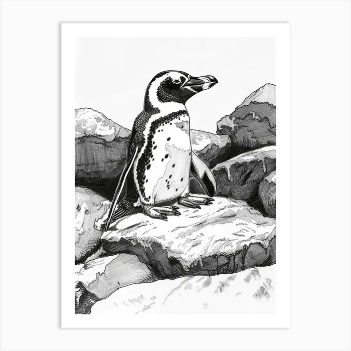 African Penguin Sunbathing On Rocks 1 Art Print by Energy of the Sea