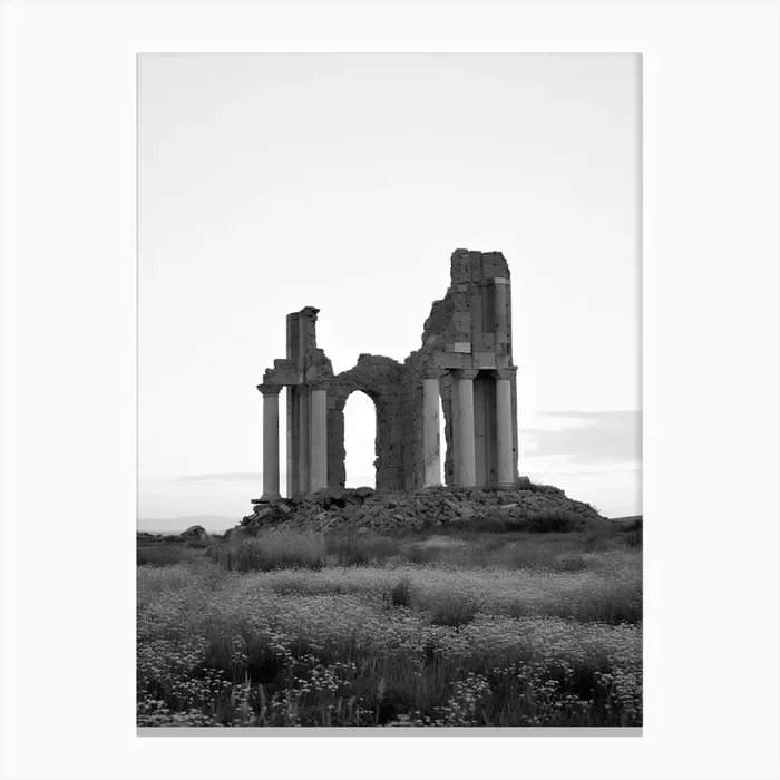 Agrigento, Italy, Black And White Photography 4 Canvas Print by Monochrome Vistas