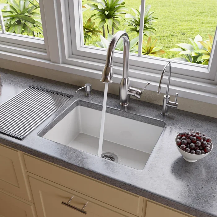 ALFI brand AB2317 23 ” White Fireclay Undermount Kitchen Sink