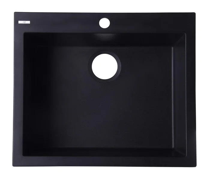 ALFI brand AB2420DI-BLA Black 24 ” Drop-In Single Bowl Granite Composite Kitchen Sink
