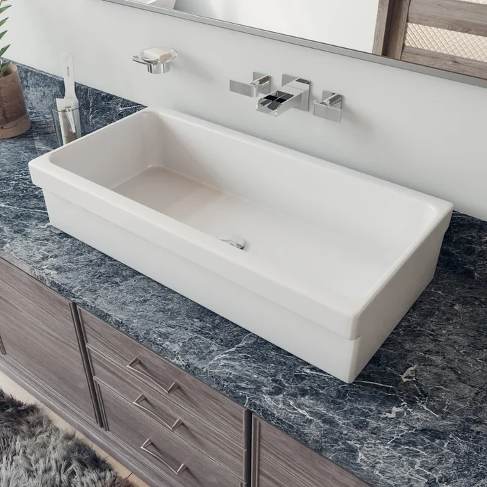 ALFI brand AB36TR 36 ” White Above Mount Fireclay Bath Trough Sink