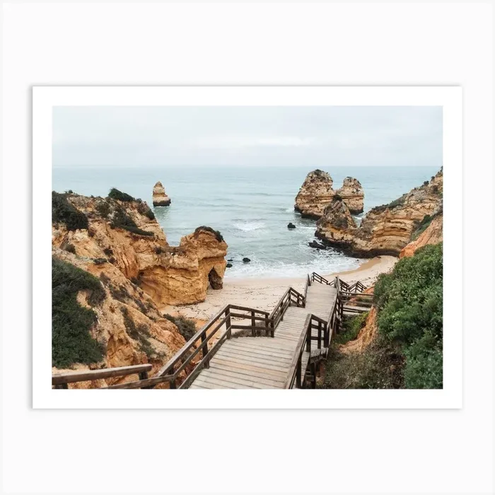 Algarve Beach | Stairs in the beautiful landscape of Portugal Art PrintDD by Dayenne Design