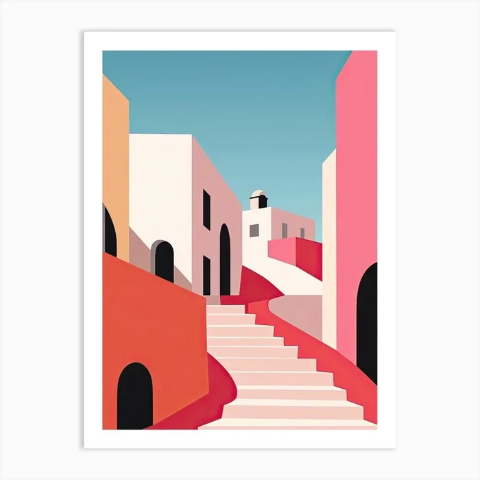 Algarve, Portugal, Bold Outlines 2 Art Print by Dreamy Seasons Art