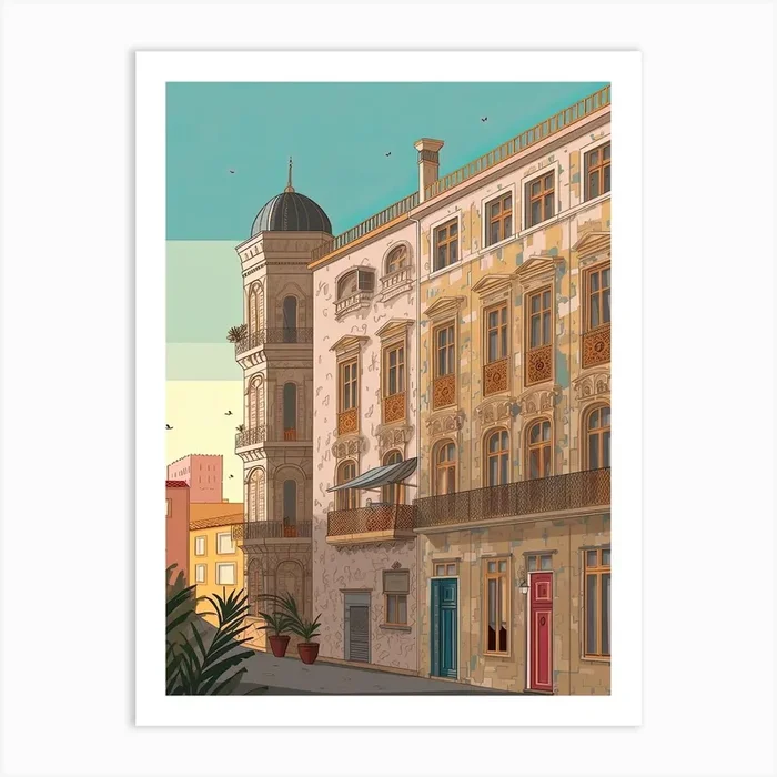 Algiers Algeria Travel Illustration 4 Art Print by Fusion Designs