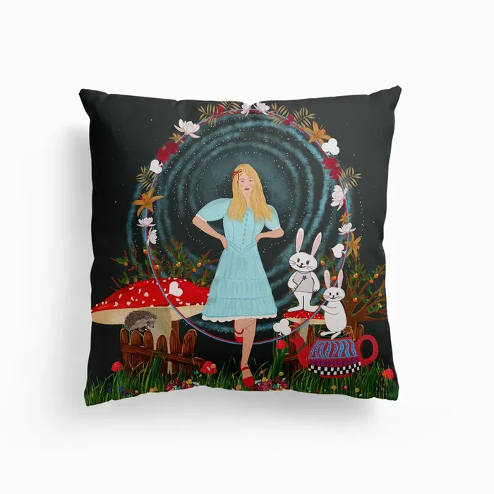 Alice’S Adventures In Wonderland Canvas Cushion by Gulsen Gunel