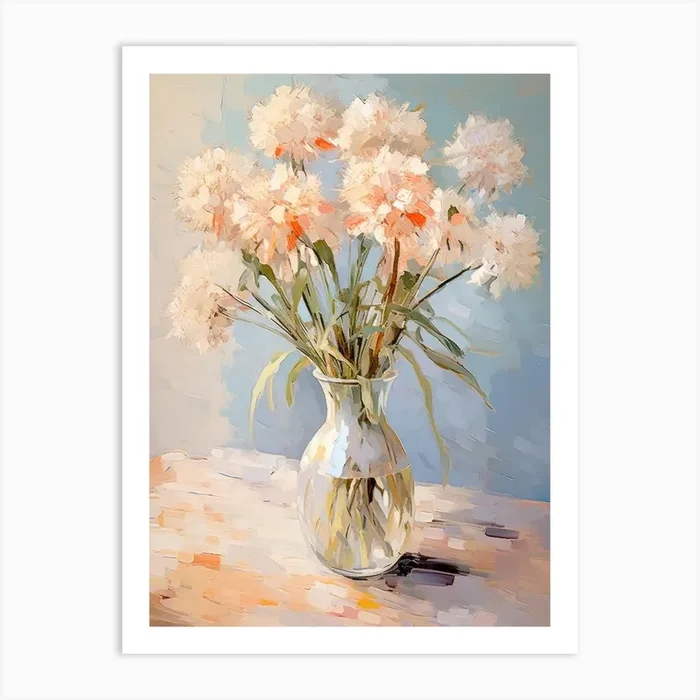 Allium Flower Still Life Painting 3 Dreamy Art Print by Flora Expressions
