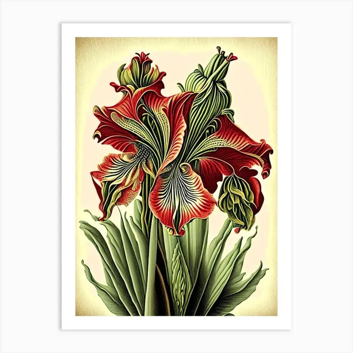 Amaryllis 2 Floral Botanical Vintage Poster Flower Art PrintPP by Petal Palette