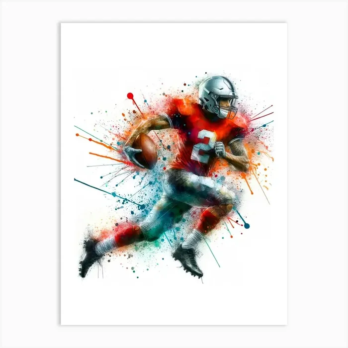 American Football Player Art PrintV by viart.
