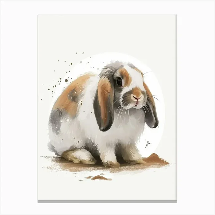 American Fuzzy Rabbit Nursery Illustration 2 Canvas Print by Ritual Art Prints