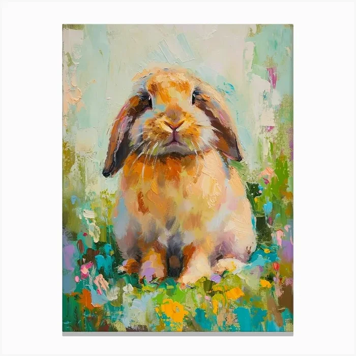 American Fuzzy Rabbit Painting 4 Canvas Print by Ritual Art Prints