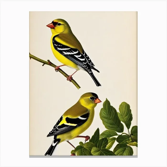 American Goldfinch James Audubon Vintage Style Bird Canvas Print by Featherline