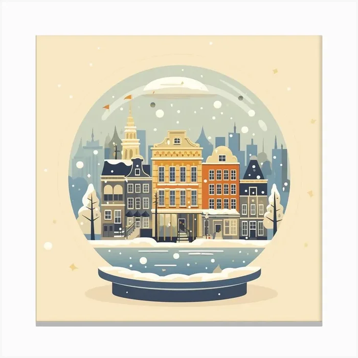 Amsterdam Netherlands 1 Snowglobe Canvas Print by Bon Hiver Prints