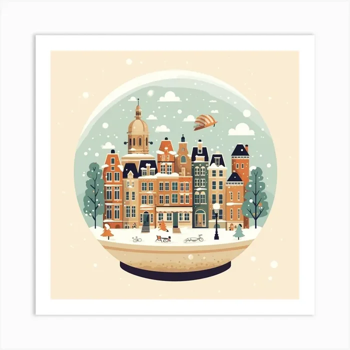 Amsterdam Netherlands 7 Snowglobe Art Print by Bon Hiver Prints