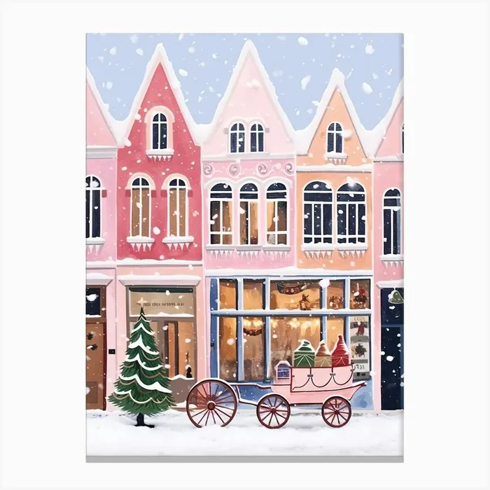 Amsterdam Travel Christmas Painting Canvas Print by Mambo