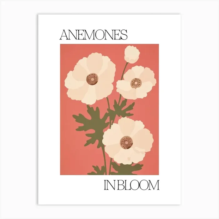 Anemones In Bloom Flowers Bold Illustration 4 Art Print by Flora Expressions
