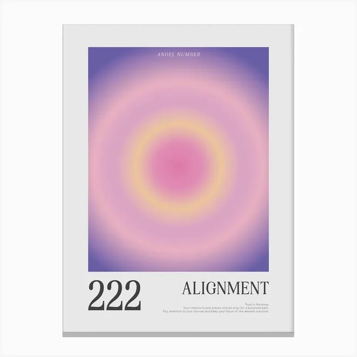 Angel Number Poster 222 Aura Wall Art Aesthetic Room Decor Y2k Room Decor Gradient Print Spiritual Wall Art Girly Canvas Print by SplishSplashLab