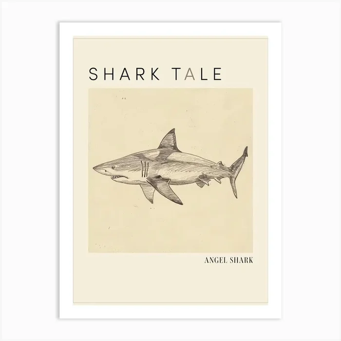 Angel Shark Vintage Illustration 1 Poster Art Print by Energy of the Sea