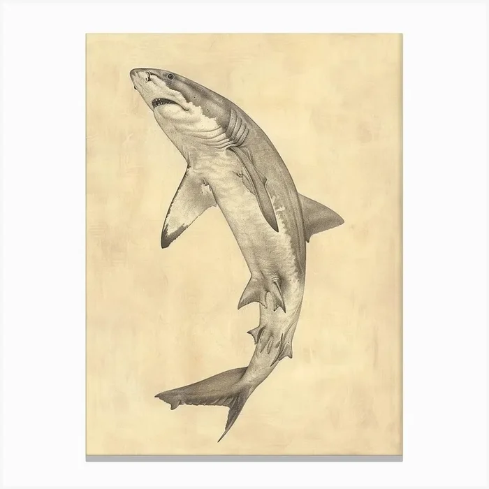 Angel Shark Vintage Illustration 4 Canvas Print by Energy of the Sea