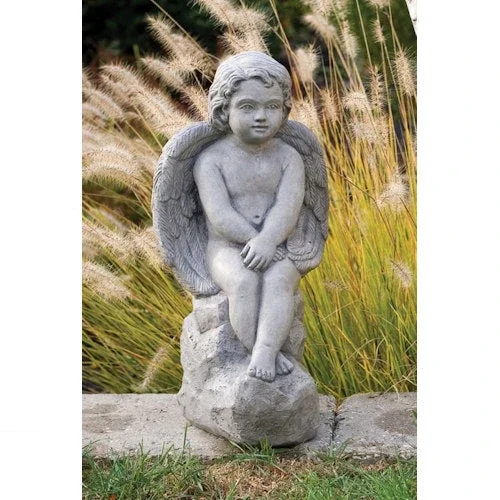 Angel Sitting On Rock 18 ” High Sculpture