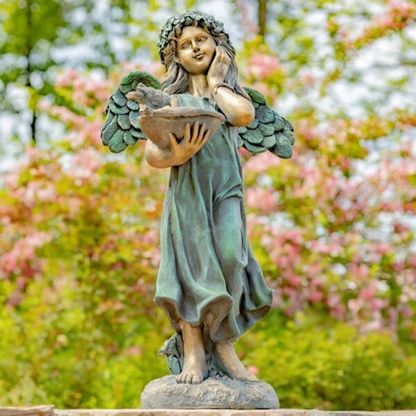 Angel With Dish Garden Statue Birdfeeder 39 ” H
