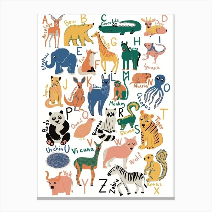 Animal Alphabet Canvas Print by Dominika Godette