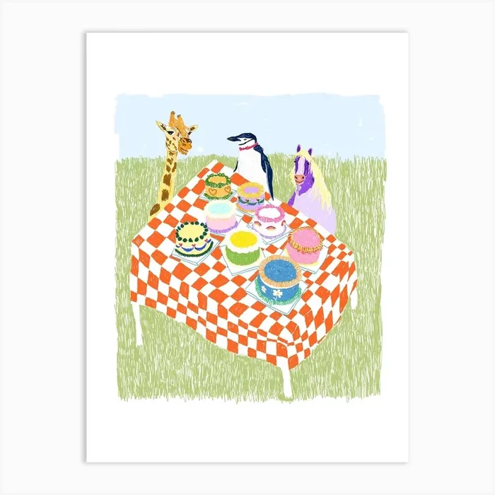 Animal Tea Party Art Print by Emily Foster