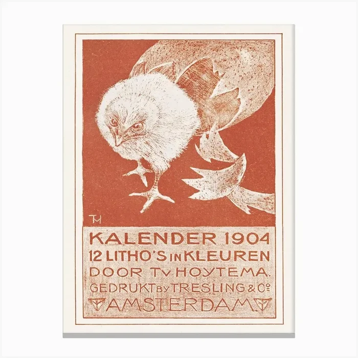 Announcement For Calendar 1904, Theo Van Hoytema Canvas Print by Fy! Classic Art Prints and Posters