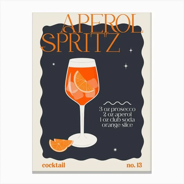 Aperol Spritz Cocktail Canvas Print by posticstudio