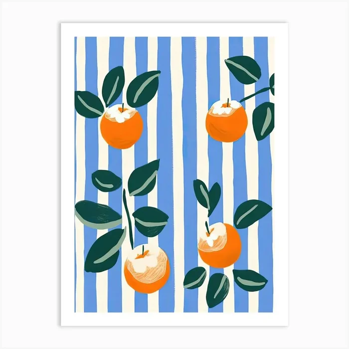 Apricots Fruit Summer Illustration 5 Art Print by Dreamy Seasons Art