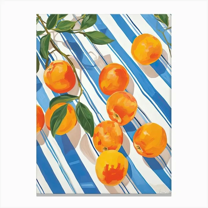 Apricots Fruit Summer Illustration 8 Canvas Print by Dreamy Seasons Art