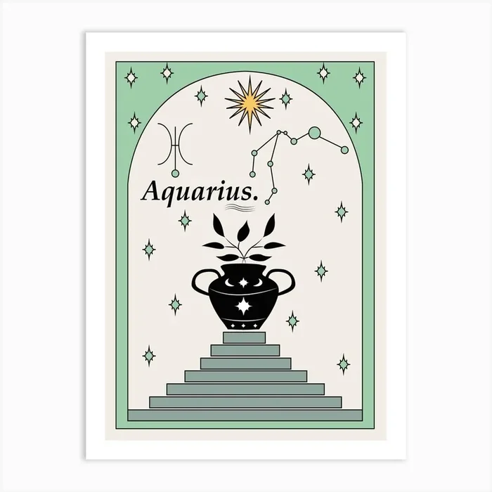 Aquarius Zodiac Art Print by Lucent Art Shop