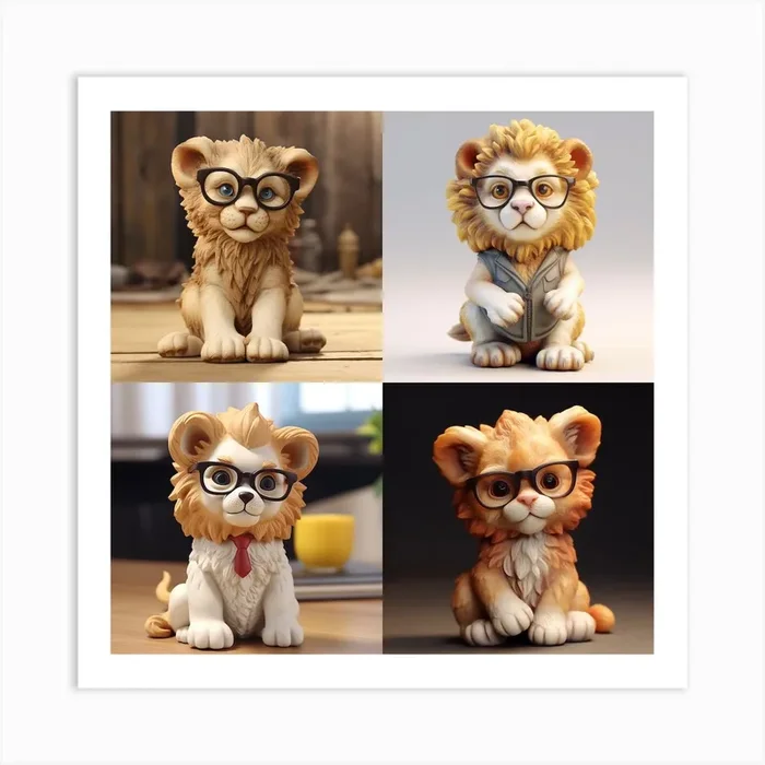 Armadiler Cute Baby Lion Figure 3d Ultra Realistic With Glasses F2cc3e2b 18be 48a4 A803 5453a17a2452 Art PrintA by Armadiler