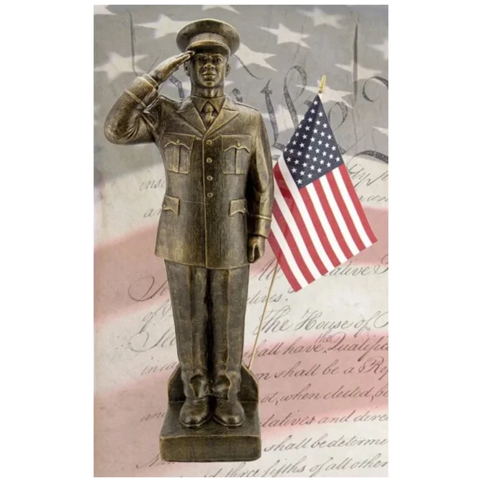 Army African-American Garden Statue
