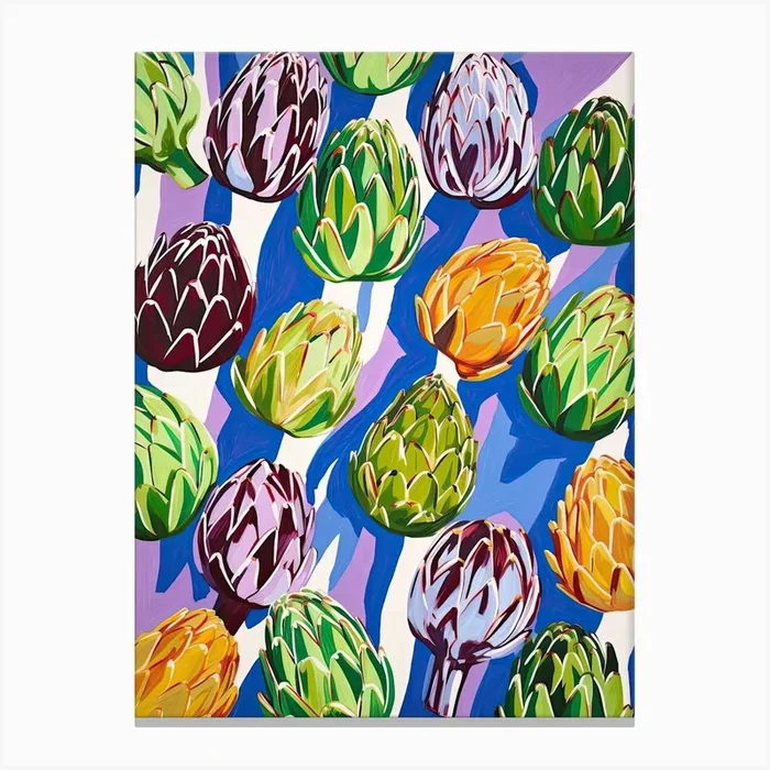 Artichokes Summer Illustration 4 Canvas Print by Dreamy Seasons Art