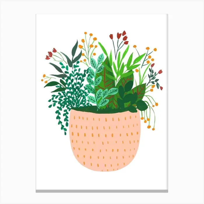 Assorted Potted Plants Mira Canvas Print by Nabeela Rumi